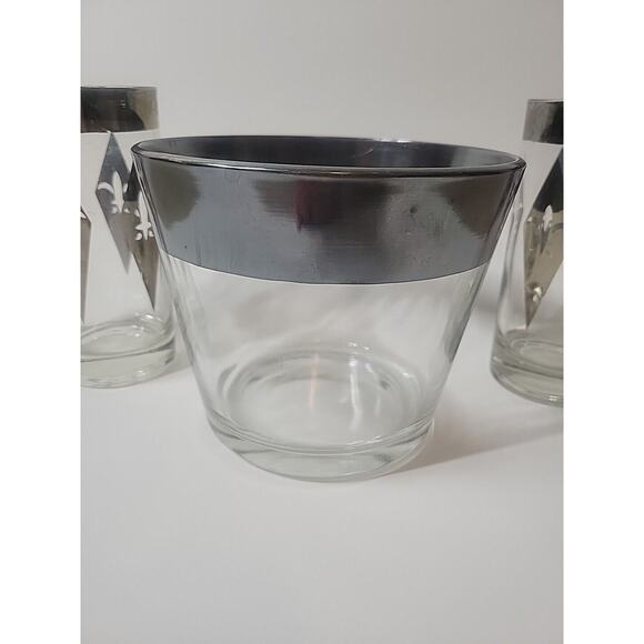 Vintage 1960's Dorothy Thorpe MCM Ice Bucket Silver Rim And Glasses - Picture 2 of 8